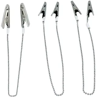 Vauki 3 Stück Serviettenkette, Serviettenhalter Edelstahl,Serviettenkette mit Clip Senioren für Heimgebrauch, Tragbarer Serviettenhalter Metallclip für Männer Frauen ältere Menschen