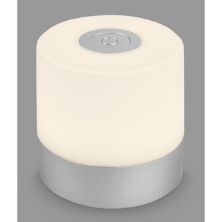 BRILONER – Mini LED Tischlampe Kabellos, Dimmbare Nachttischlampe Touch, Schreibtischlampe, USB-C, Camping Lampe, Warmweißes Licht, 7x7 cm, Silberfarbig