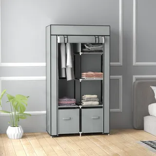 Homcom Stoffschrank 1-türig 42,5 x 162,5 x 42,5 cm Hellgrau