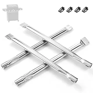 40,4 cm Edelstahl Brenner für Rösle Videro G2 G3 G4 G6 Gasgrill, 4 Stück | Brenner Ersatzteile für G2-S G3-S G4-S G6-S, G4-S Nero, G4-S Vario+ Serie Zubehör, Grillbrenner Set mit Halteclips