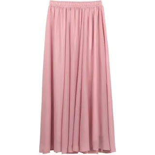 Damen Chiffon Langer Rock Strandrock Maxirock Chiffonrock Damenrock für Sommer Strand Alltag Party Rocklänge 90cm - Einfarbig Raw Pink - 34-40