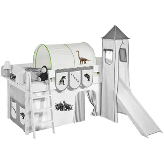 Lilokids Betttunnel Tunnel Dinos Braun Beige - für Hochbett, Spielbett und Etagenbett grün