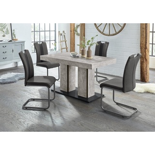 HELA Essgruppe ROSE, (Set, 5-tlg), bestehend aus einem Tisch 140-180 cm und 4 Stühlen grau