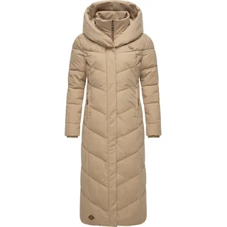Ragwear Damen Wintermantel Warmer Steppmantel extralang, mit Kapuze Natalka Extralong Intl Taupe24 Gr. S - S