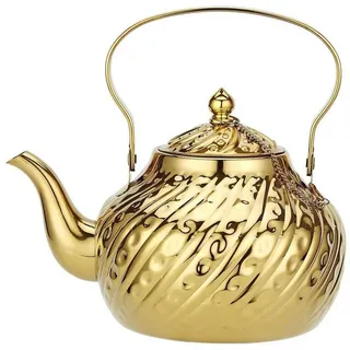 LuxusKollektion Teekanne Teekanne Edelstahl Gehämmert Gold 2000ml goldfarben