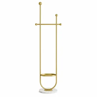 Cyscratia Metall Kleiderständer, U-förmig, Marmor, Garderobenständer für Schlafzimmer, Multifunktionale Kleiderstange, Modern, Gold, Stabil