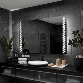 Badspiegel mit LED Beleuchtung - Toronto - 120 cm, 80 cm - Silber