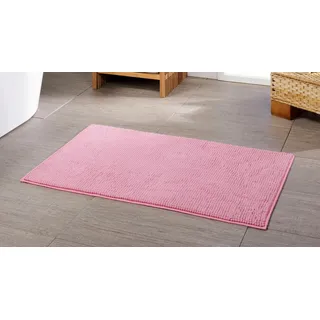 Gözze Badematte Chenille, Höhe 15 mm, rutschhemmend beschichtet, fußbodenheizungsgeeignet, Polyester, rechteckig, Badteppich, Uni Farben, besonders weich durch Microfaser, waschbar rosa rechteckig | 50 cm x 70 cm x 15 mm