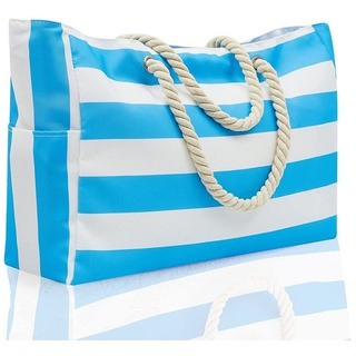 GelldG Strandtasche Strandtasche Groß, Badetasche Wasserdicht mit Reißverschluss blau