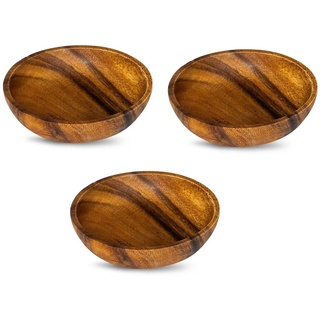 Levandeo® Dekoteller, 3er Set Teller Akazie 10x2,5cm Rund Holz Design Schale Snackschale Dekoteller