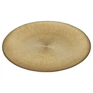 Home Deco Factory, KA6135, Gold Glass Plate 21 cm, elegant and modern Design, Durable and Resistant, ideal for All Occasions, Easy to clean, Gold Color