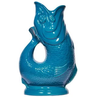 Gluckigluck Karaffe XL Petrolblau glänzend – 1,2 l – Original Gluggle Jug aus England – Wasserkrug mit Glucker-Geräusch Handgefertigt & glänzende Oberfläche – Kult-Krug als Vase oder Dekanter