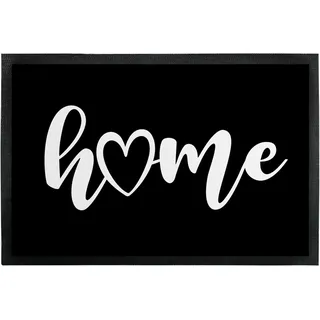 True Statements Fußmatte „Home“ - weißes Herz - lustige Deko-Türmatte als Geschenk zum Einzug für innen und außen – Eingangsteppich mit verschiedenen Designs - dünn, rutschfest, 60 x 40 cm