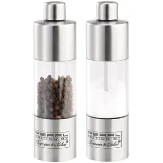 Rosenstein & Söhne Gewürzmühle manuell Edelstahl 2er-Set Silber