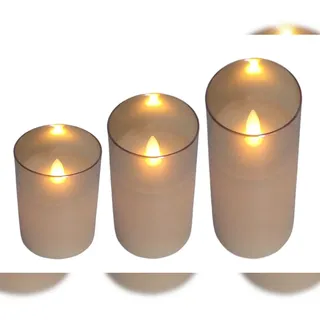 LED Glas-Windlichter 3er-Set mit Flackerlicht Wachskerze Weihnachtskerze Deko