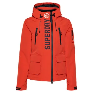 Superdry Damen. Ultimate SD-Windcheater mit Kapuze Kräftiges Orange/Kräftiges Marineblau 38 - 38