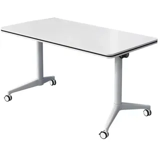 GUODDM Klappbarer Konferenztisch – Konferenzraumtisch, Moderner Großer Mobiler Besprechungstisch, Seminartisch Aus Stahl Mit Geräuschlosen Rollen, Fürs Büro(140 * 60 * 74CM)