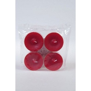 4 original Dänische Maxi Teelichter ohne Duft im Acryl-Cup farbig durchgefärbt rot