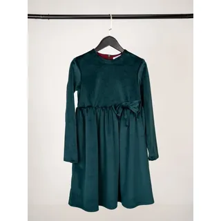 LEMONI Babydollkleid Festliches Velourskleid für Mädchen Reißverschluss hinten grün 116