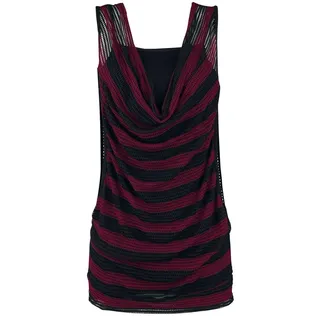 RED by EMP Damen schwarz-rotes Mesh Top 2 in 1 Double Layer Look S - S