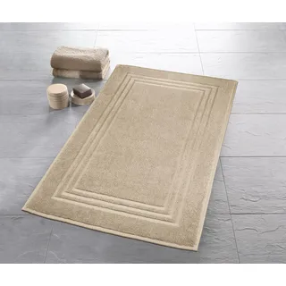 Kleine Wolke Frottiervorleger Lodge Sandbeige 50 x 80 cm | OEKO-TEX zertifiziert, 800 g/qm, vegan ohne tierische Bestandteile hergestellt, bei 60° C waschbar, 100% Baumwolle