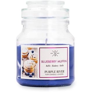 Purple River Duftkerze im Glas klein | Blueberry Muffin (113g) | Duftkerze Sojawachs | Kleine Kerze im Glas mit Deckel | Süße Duftkerze | Sojawachskerzen