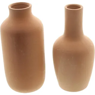 Dekoleidenschaft 2X Vase Flasche aus Terracotta, Blumenvase in Flaschen-Form, Dekovase für Trockenblumen