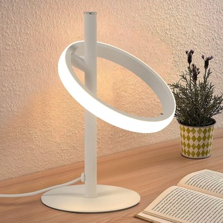 ZMH Tischlampe LED Tischleuchte Touch Dimmbar - Nachttischlampe Weiß Nachttischleuchte Drehbaren Ringe 6W 3000K Warmweiß für Schlafzimmer Bett W...