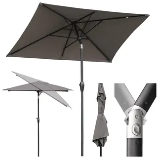 Sekey Sonnenschirm Rechteckige Sonnenschirme Kippbar mit Kurbel Gartenschirm groß, Sonnenschutz UV50+, Gartenschirm Knickbar, für Garten, Terrasse braun