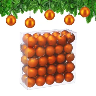 Relaxdays Weihnachtskugeln 50er Set Orange,Silber