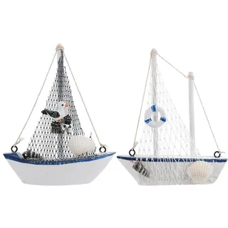 FOMIYES Maritime Deko Segelboot Modell 2er Pack Holz Klein 14cm Mediterrane Mini Segelschiff Figur Handgefertigt Tischdekoration Wohnzimmer Badezimmer Marine Stil Geschenk