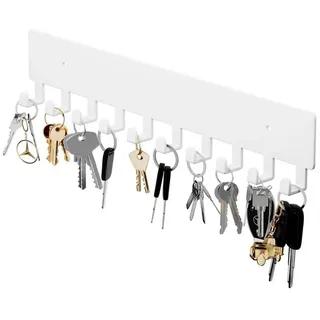 LuxusKollektion Schlüsselbrett Schlüsselhalter Wand 10 Haken Weiß, (10 St) weiß