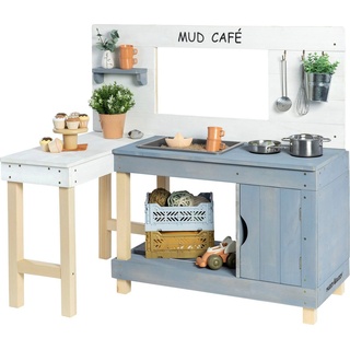 MUDDY BUDDY® Outdoor-Spielküche Mud Café Holz, Matschküche, weiß - wolkengrau grau|weiß