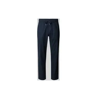 Regular Fit Leinenhose mit elastischem Bund Modell 'barton', Marine, S