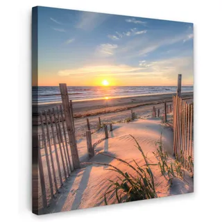 onlywow Leinwand Bilder Sonnenuntergang Strand | Gr.: 20 x 20 cm