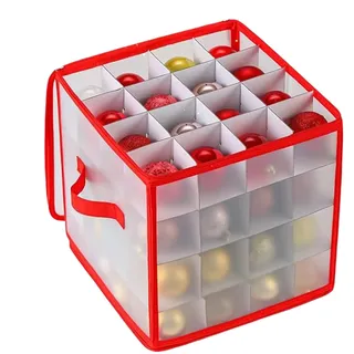 Weihnachtskugel Aufbewahrungsbox,Wasserdichte Box Für 64 Weihnachtskugeln | Wasserdichter Aufbewahrungsorganizer Mit Doppelreißverschluss Unterteilern Und Griffen,Für Weihnachtsdekoration Bastelzimmer