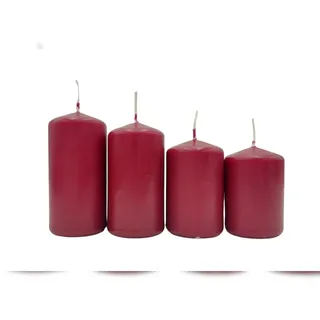 4er-Set Adventskerzen bordeaux Stumpenkerzen Weihnachtskerze Stufenkerzen Stumpen Kerze
