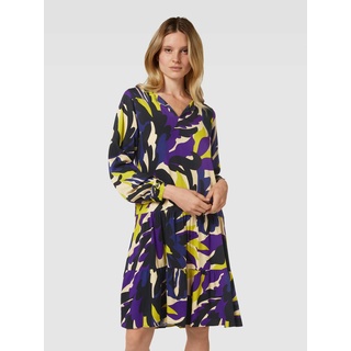 Knielanges Kleid aus Viskose mit Allover-Muster, Taupe, XL