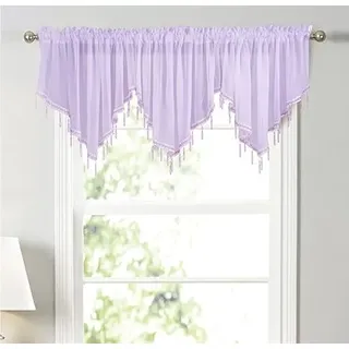 Devola Scheibengardine Volant Transparent Modern BxH 130x60cm Violett 1 Stück