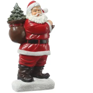 MARELIDA LED Weihnachtsmann mit leuchtendem Tannenbaum 30 cm rot