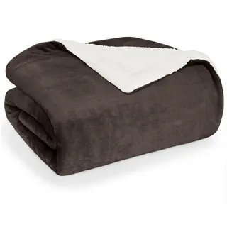 Blumtal Premium Sherpa Kuscheldecke 130 x 150 cm Dunkelbraun