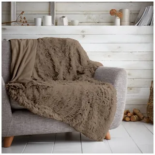 Gaveno Cavailia Hugg and Snugg Teddy-Fleece-Decke für Sofa/Bett, superweich, flauschig, pflegeleicht, dekorativer Überwurf, gemütlich, warm, Sofaüberwurf, Doppelbett, 150 x 200 cm, Nerz