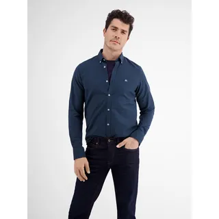 Langarmhemd LERROS "LERROS Unifarbenes Oxfordhemd" Gr. S, Normalgrößen, blau (deep blue) Herren Hemden Langarm