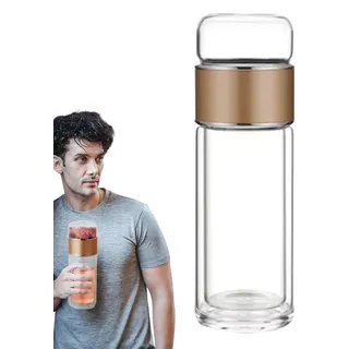 Isolierte Tee-Tumbler: Doppelwandige Glas-Thermoskanne, abnehmbarer Edelstahlfilter, langlebiger auslaufsicherer Deckel, tragbare Flasche für Eis- und Heißbier für unterwegs