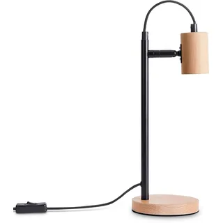 Paco Home Tischlampe Nachttischlampe Schreibtisch E14 Stehlampe Minimalistisch Skandinavisch E27 Büro Holz Fuß, Lampenart:Tischleuchte, Farbe:Natur (Ø13 cm)