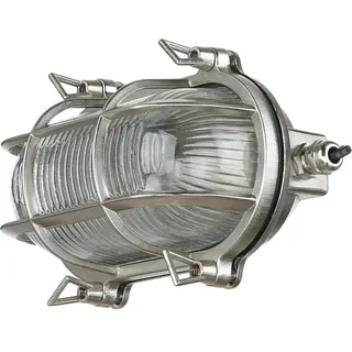 Licht-Erlebnisse Außenwandleuchte Messing Glas B:21 cm E27 IP64 silber