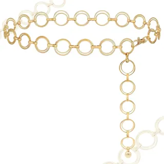 EVTHUR Goldener Kettengürtel Damen, Gold Verstellbare Taillenkette aus Metall für Kleider & Abendmode - Mit Dekorringen, Gürtel Gold als Modisches Accessoire