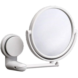 GQQG Kosmetikspiegel Wandmontage ohne Bohren, Schminkspiegel Saugnapf Mit Vergrößerung 3fach, Duschspiegel, 360° Schwenkbar, Ausziehbar, Weiß, 15 cm