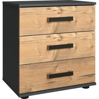 Wimex Nachttisch Stockholm, Nachtkommode 52cm breit, Made in Germany, Industrial Look, 2 Höhen zur Auswahl, einzeln oder im 2er Set grau 52 cm x 58 cm x 38 cm