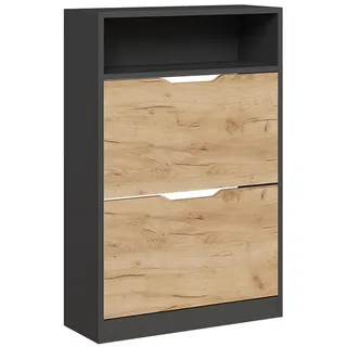 Vicco Luca 59 x 90 x 22 cm mit 2 Fächern und 2 Schubladen / Anthrazit/Goldkraft Eiche